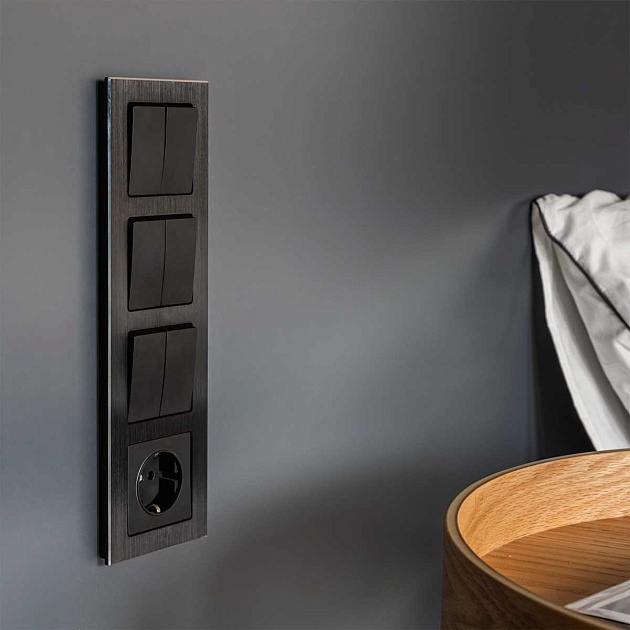 Выключатель Werkel двухклавишный черный матовый W1120008 4690389156700 Фото № 6