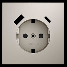 Накладка для розетки с заземлением и защитными шторками с USB A+C S70 (кашемир) Voltum VLS001003 1