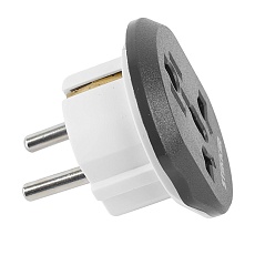 Адаптер-переходник для евровилки с/з, ультраплоский, Stekker ADP16-06-20, 250В, 16A, IP20, серый/белый 49140 1