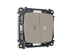 Комплект механизма 2-кл проходного выключателя AMBRELLA VOLT с подсветкой 3200K OMEGA Серо-бежевый матовый QUANT (OP3640, VM120, G22Y) MO364030