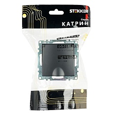 Розетка 2P+PE Stekker Катрин со шторками крышкой черный GLS16-7112-05 39608 1