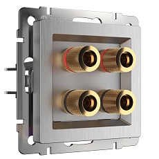 Акустическая розетка Werkel х4 серебряная рифленая WL09-AUDIOx4 4690389085024