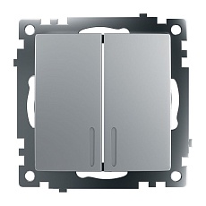 Выключатель двухклавишный Stekker Катрин с подсветкой серебро GLS10-7102-03 39579 1