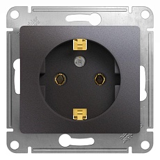 Розетка 2К+З Systeme Electric Glossa 16A 250V графит GSL001343