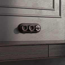 Выключатель Werkel на 4 положения двухклавишный Retro коричневый W5620014 4690389166754 1