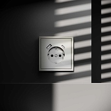 Розетка встраиваемая Voltum S70 с заземлением и защитными шторками, 16А, с USB, A+С, (шелк) VLS040504 5