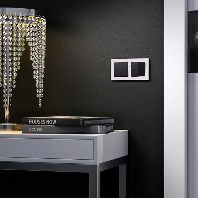 Выключатель Werkel двухклавишный черный матовый W1120008 4690389156700 Фото № 4