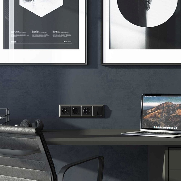 Выключатель Werkel двухклавишный черный матовый W1120008 4690389156700 Фото № 7